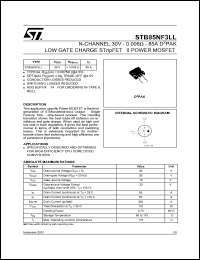 STB85NF3LL datasheet: N-CHANNEL 30V 0.006 OHM 85A D2PAK LOW GATE CHARGE STRIPFET POWER MOSFET STB85NF3LL