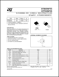 STB85NF55 datasheet: N-CHANNEL 55V - 0.0062 OHM - 80A D2PAK/TO-220 STRIPFET II POWER MOSFET STB85NF55