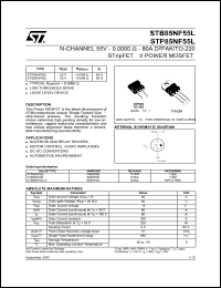STB85NF55L datasheet: N-CHANNEL 55V - 0.0060 OHM - 80A D2PAK/TO-220 STRIPFET II POWER MOSFET STB85NF55L