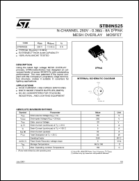 STB8NS25 datasheet: N-CHANNEL 250V 0.38 OHM 8A D2PAK MESH OVERLAY MOSFET STB8NS25