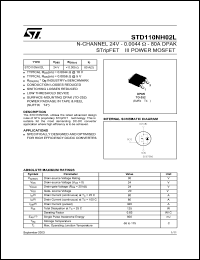 STD110NH02L datasheet: N-CHANNEL 24V - 0.0044 OHM - 80A DPAK STRIPFET III POWER MOSFET STD110NH02L