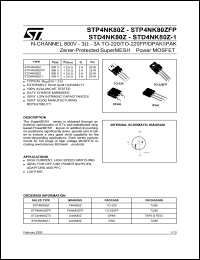 STD4NK80Z datasheet: N-CHANNEL 800V - 3 OHM - 3A TO-220/TO-220FP/DPAK/IPAK ZENER-PROTECTED SUPERMESH POWER MOSFET STD4NK80Z