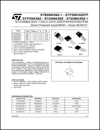 STD5NK50Z datasheet: N-CHANNEL 500V - 1.22 OHM - 4.4A TO-220/TO-220FP/DPAK/IPAK ZENER-PROTECTED SUPERMESH POWER MOSFET STD5NK50Z