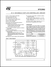 STE2002DIE1 datasheet: 81 X 128 SINGLE CHIP LCD CONTROLLER/DRIVER STE2002DIE1