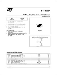 STF2222A datasheet: SMALL SIGNAL NPN TRANSISTOR STF2222A