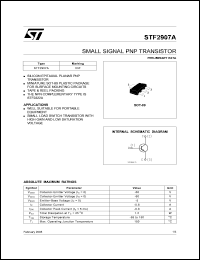 STF2907A datasheet: SMALL SIGNAL PNP TRANSISTOR STF2907A