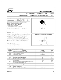 STGB7NB40LZ datasheet: N-CHANNEL CLAMPED 14A D2PAK INTERNALLY CLAMPED POWERMESH IGBT STGB7NB40LZ