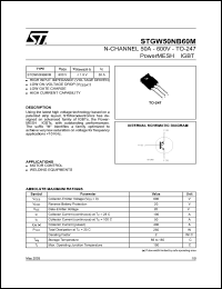 STGW50NB60M datasheet: N-CHANNEL 50A - 600V - TO-247 POWERMESH IGBT STGW50NB60M