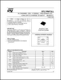 STL35NF3LL datasheet: N-CHANNEL 30V 0.0055 OHM 35A POWERFLAT LOW GATE CHARGE STRIPFET MOSFET STL35NF3LL