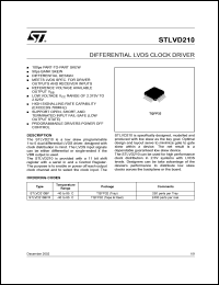 STLVD210BFTR datasheet: DIFFERENTIAL LVDS CLOCK DRIVER STLVD210BFTR