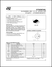 STN2NF06L datasheet: N-CHANNEL 60V - 0.1 OHM - 2A SOT-223 STRIPFET II POWER MOSFET STN2NF06L