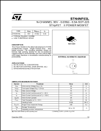 STN4NF03L datasheet: N-CHANNEL 30V - 0.039 OHM - 6.5A SOT-223 STRIPFET II POWER MOSFET STN4NF03L