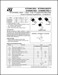 STP6NC90Z datasheet: N-CHANNEL 900V - 1.55 OHM - 5.4A TO-220/FP/DPAK/IPAK ZENER-PROTECTED POWERMESH III MOSFET STP6NC90Z