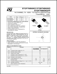 STP7NB60KD datasheet: N-CHANNEL 7A - 600V TO-220/TO-220FP/D2PAK POWERMESH IGBT STP7NB60KD