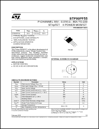 STP80PF55 datasheet: P-CHANNEL 55V - 0.016 OHM - 80A TO-220 STRIPFET II POWER MOSFET STP80PF55