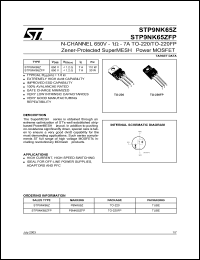 STP9NK65ZFP datasheet: N-CHANNEL 650V - 1 OHM - 6.4A TO-220/TO-220FP ZENER-PROTECTED SUPERMESH POWER MOSFET STP9NK65ZFP