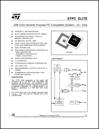 STPCE1 datasheet: STPC ELITE DATASHEET / X86 CORE GENERAL PURPOSE PC COMPATIBLE SYSTEM ON CHIP STPCE1