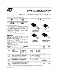 STPS10L45CF datasheet: LOW DROP POWER SCHOTTKY RECTIFIER STPS10L45CF