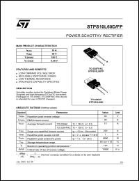 STPS10L60FP datasheet: POWER SCHOTTKY RECTIFIER STPS10L60FP