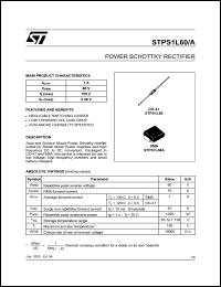 STPS1L60A datasheet: POWER SCHOTTKY RECTIFIER STPS1L60A