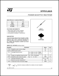 STPS1L60RL datasheet: POWER SCHOTTKY RECTIFIER STPS1L60RL