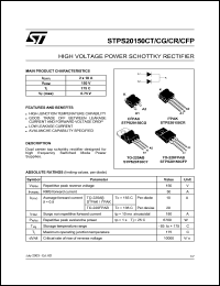 STPS20150CG datasheet: HIGH VOLTAGE POWER SCHOTTKY RECTIFIER STPS20150CG