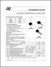 STPS2030CG datasheet: LOW DROP POWER SCHOTTKY RECTIFIER STPS2030CG