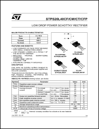 STPS20L40CFP datasheet: LOW DROP POWER SCHOTTKY RECTIFIER STPS20L40CFP