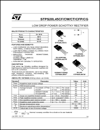 STPS20L45CW datasheet: LOW DROP POWER SCHOTTKY RECTIFIER STPS20L45CW