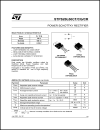 STPS20L60CG datasheet: POWER SCHOTTKY RECTIFIER STPS20L60CG