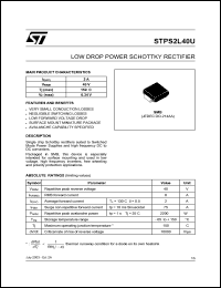 STPS2L40U datasheet: LOW DROP POWER SCHOTTKY RECTIFIER STPS2L40U