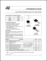 STPS4030CR datasheet: LOW DROP POWER SCHOTTKY RECTIFIER STPS4030CR