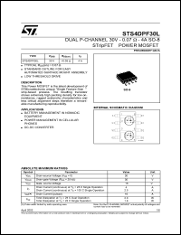 STS4DPF30L datasheet: DUAL P-CHANNEL 30V - 0.07 OHM - 4A SO-8 STRIPFET POWER MOSFET STS4DPF30L