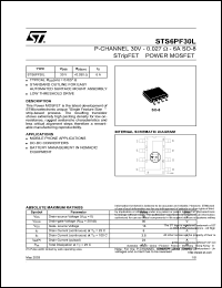 STS6PF30L datasheet: P-CHANEL 30V - 0.025 OHM - 6A SO-8 STRIPFET II POWER MOSFET STS6PF30L