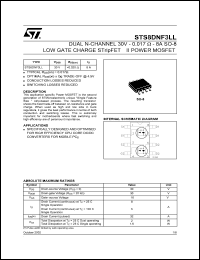 STS8DNF3LL datasheet: DUAL N-CHANNEL 30V - 0.017 OHM - 8A SO-8 LOW GATE CHARGE STRIPFET II POWER MOSFET STS8DNF3LL