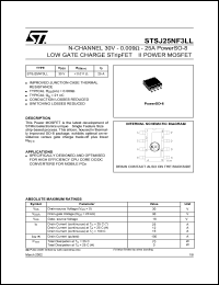 STSJ25NF3LL datasheet: N-CHANNEL 30V 0.009 OHM 25A POWERSO-8 LOW GATE CHARGE STRIPFET II POWER MOSFET STSJ25NF3LL