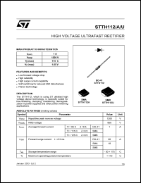 STTH112A datasheet: HIGH VOLTAGE ULTRAFAST RECTIFIER STTH112A