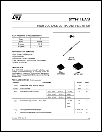 STTH112U datasheet: HIGH VOLTAGE ULTRAFAST RECTIFIER STTH112U