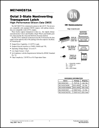 MC74HC573ADTR2 datasheet: Octal 3-State  NonInverting Transparent Latch MC74HC573ADTR2