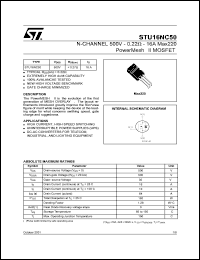 STU16NC50 datasheet: OLD PRODUCT: NOT SUITABLE FOR NEW DESIGN-IN STU16NC50