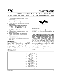 74ALVCH32245LBR datasheet: LOW VOLTAGE CMOS 32 BIT BUS TRANSCEIVER (3-STATE) WITH 3.6V TOLERANT INPUTS AND OUTPUTS 74ALVCH32245LBR