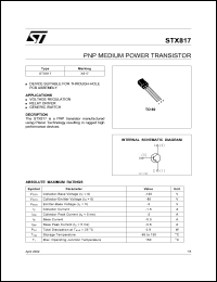 STX817 datasheet: PNP MEDIUM POWER TRANSISTOR STX817
