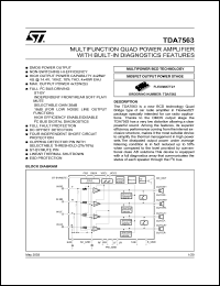 TDA7563 datasheet: MULTIFUNCTION QUAD POWER AMPLIFIER WITH BUILT-IN DIAGNOSTICS FEATURES TDA7563