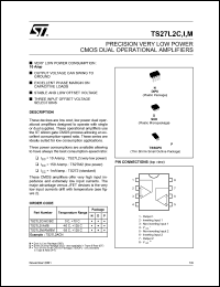 TS27L2CPT datasheet: PRECISION VERY LOW POWER CMOS DUAL OPERATIONAL AMPLIFIERS TS27L2CPT