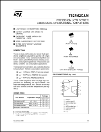 TS27M2IDT datasheet: PRECISION LOW POWER CMOS DUAL OP-AMPS TS27M2IDT