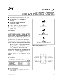 TS27M4IDT datasheet: PRECISION LOW POWER CMOS CMOS OP-AMPS TS27M4IDT