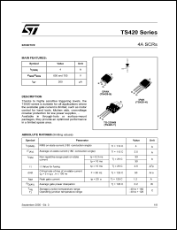 TS420-600T datasheet: 4A SCRS TS420-600T