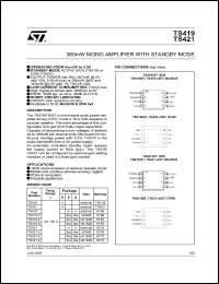 TS421 datasheet: 360MW MONO AMPLIFIER WITH STANDBY MODE TS421