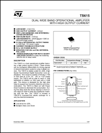 TS615 datasheet: DUAL WIDE BAND OPERATIONAL AMPLIFIER TS615