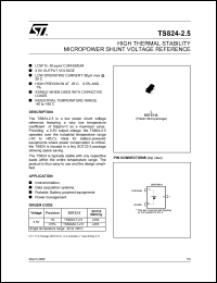 TS824AILT-2.5 datasheet: HIGH THERMAL STABILITY MICROPOWER SHUNT VOLTAGE REFERENCE TS824AILT-2.5